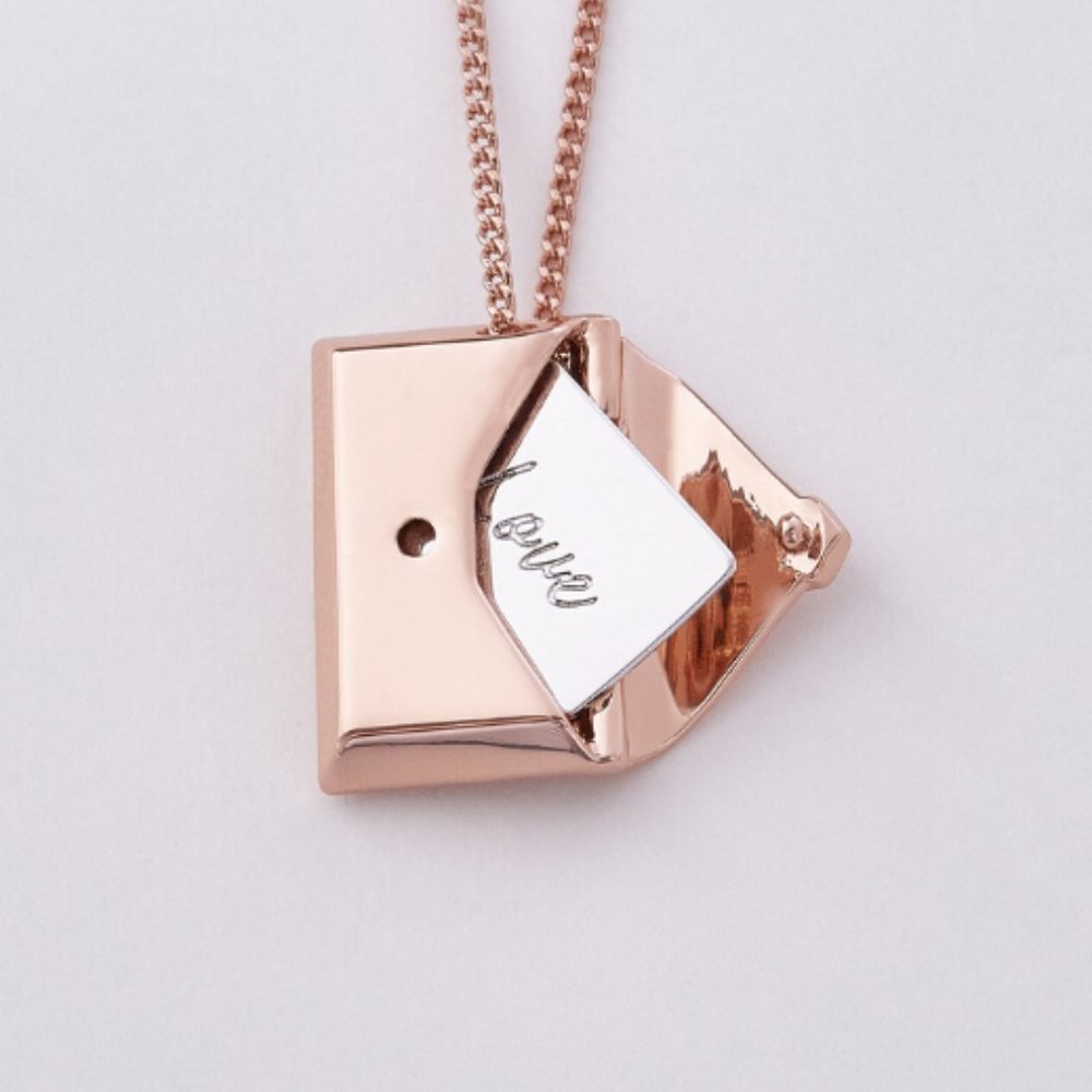 Capsul Jewelry Envelope Locket Necklace Rose Gold